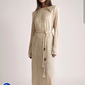 Sabina Musayev Gold Long Sleeve Dress